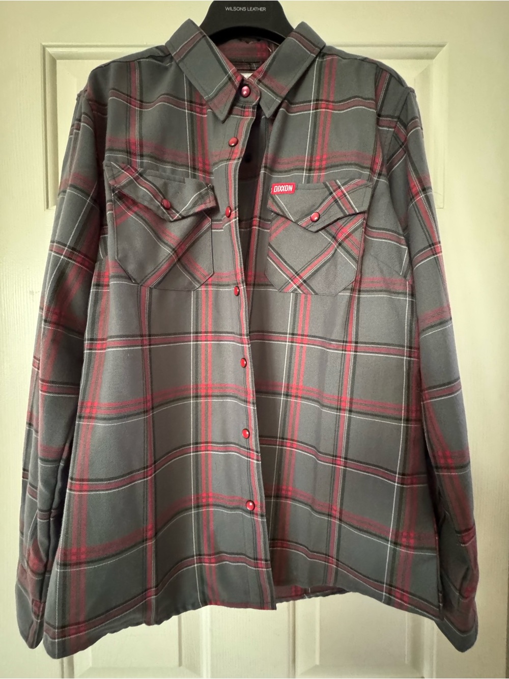 Gray & Red Plaid Women's Button-Up Shirt